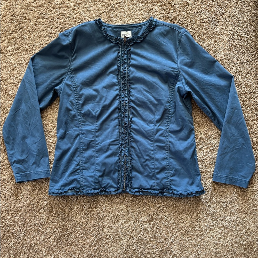 Chico’s Slate Blue Zip-Up Jacket Size 2.5-3 (14-16)